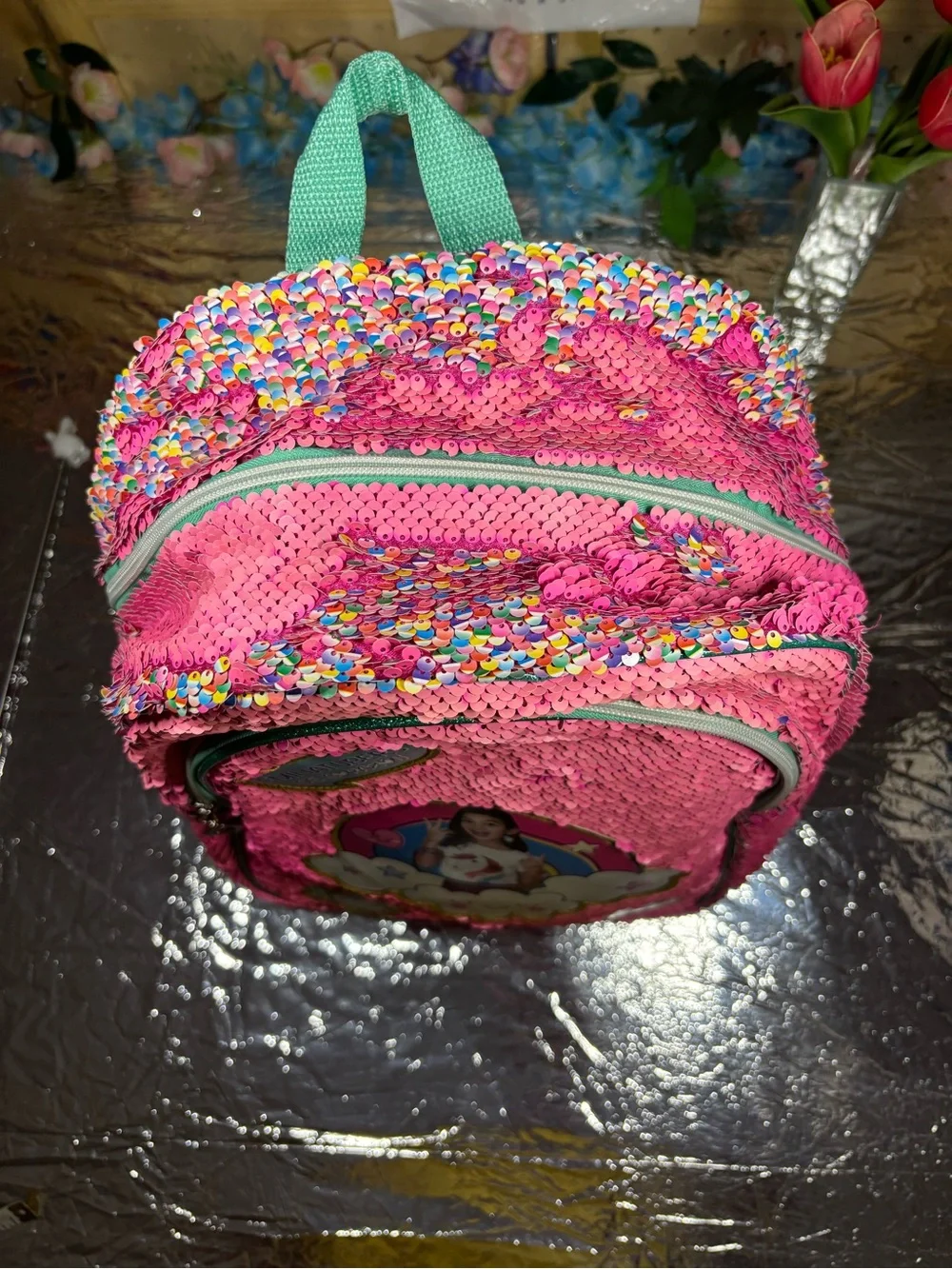 Ivana y Emilia Pink Flip Sequin Backpack Girls School Bag